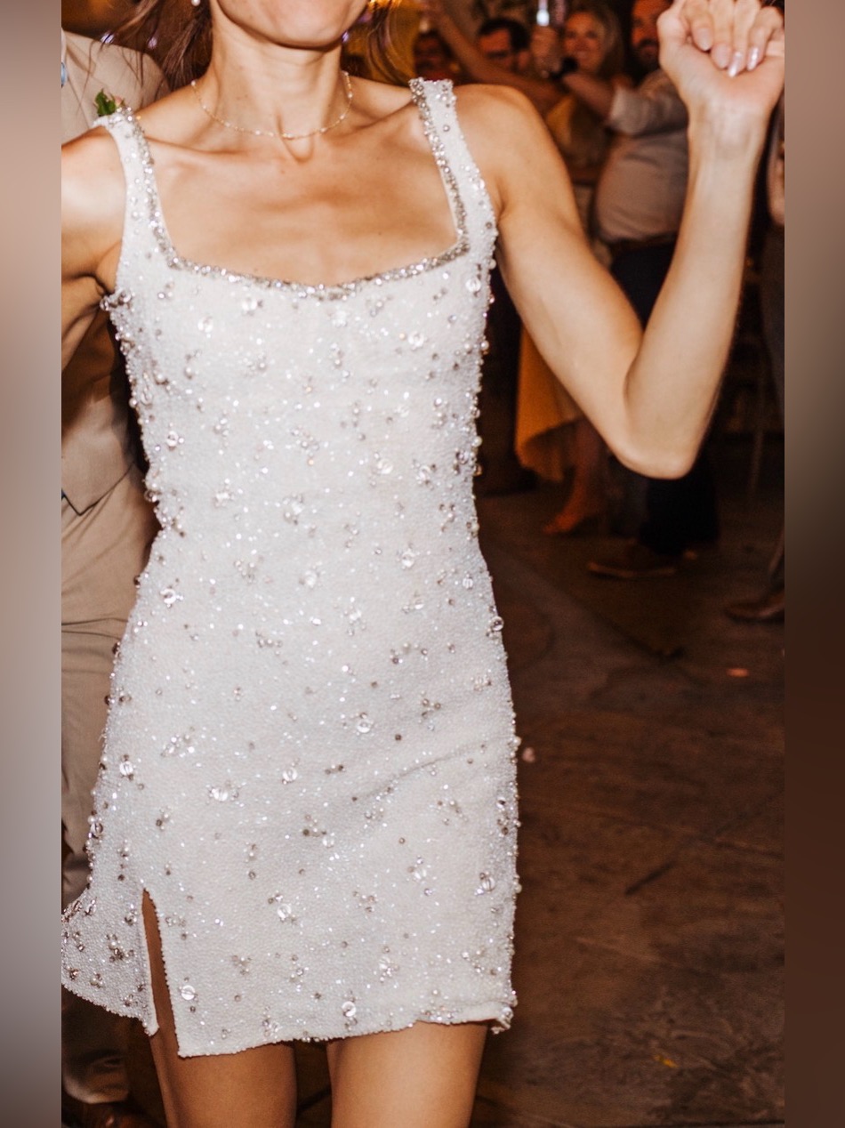 Bridal Crystal Dress - Embellished White Mini Dress With Scoop Neck — image 6 of 8